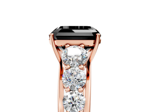 Rose gold Fancy Black Asscher Cut Brilliant Diamond Pavé Band with Six-Prong Setting_5