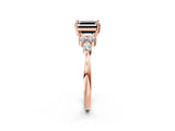 Rose gold Fancy Black Asscher Cut Brilliant Diamond Solitaire Ring with Pear Side Stones and Four-Prong Setting_5