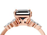 Rose gold Fancy Black Asscher Cut Brilliant Diamond Solitaire Ring with Pear Side Stones and Four-Prong Setting_7