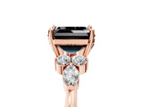 Rose gold Fancy Black Asscher Cut Brilliant Diamond Solitaire Ring with Pear Side Stones and Four-Prong Setting_8