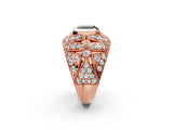 Rose gold Fancy Black Asscher Cut Brilliant Halo Pave Diamond Milgrain Ring_2