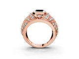 Rose gold Fancy Black Asscher Cut Brilliant Halo Pave Diamond Milgrain Ring_3