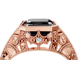 Rose gold Fancy Black Asscher Cut Brilliant Milgrain Filigree Diamond Ring with Square Prong Setting_4