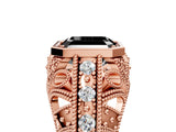 Rose gold Fancy Black Asscher Cut Brilliant Milgrain Filigree Diamond Ring with Square Prong Setting_5