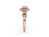 Rose gold Fancy Black Asscher Cut Brilliant Milgrain Pave Heart Band Solitaire Ring_2