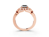 Rose gold Fancy Black Asscher Cut Brilliant Milgrain Pave Heart Band Solitaire Ring_3