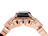 Rose gold Fancy Black Asscher Cut Brilliant Milgrain Pave Heart Band Solitaire Ring_4