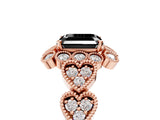 Rose gold Fancy Black Asscher Cut Brilliant Milgrain Pave Heart Band Solitaire Ring_5