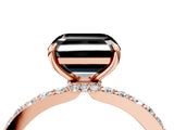 Rose gold Fancy Black Asscher Cut Brilliant Pavé Band Solitaire with Four-Prong Setting_4