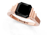 Rose gold Fancy Black Asscher Cut Brilliant Solitaire Diamond Ring with Channel Set Band and Bar Prong Setting_1