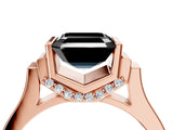 Rose gold Fancy Black Asscher Cut Brilliant Solitaire Diamond Ring with Channel Set Band and Bar Prong Setting_4