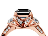 Rose gold Fancy Black Asscher Cut Brilliant Three-Stone Diamond Ring with Pavé Band and Four-Prong Setting_7