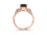 Rose gold Fancy Black Asscher Cut Brilliant Three-Stone Pave Band with Four-Prong Setting_3