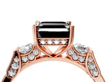 Rose gold Fancy Black Asscher Cut Brilliant Three-Stone Pave Band with Four-Prong Setting_4
