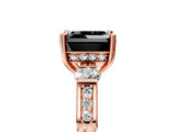 Rose gold Fancy Black Asscher Cut Brilliant Three-Stone Pave Band with Four-Prong Setting_5