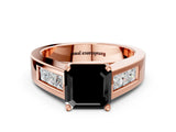 Rose gold Fancy Black Asscher Cut Cut Channel Set Solitaire Ring with Four-Prong Setting