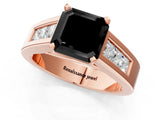 Rose gold Fancy Black Asscher Cut Cut Channel Set Solitaire Ring with Four-Prong Setting_1
