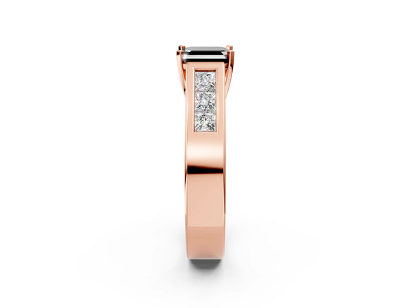 Rose Gold Asscher Cut Channel Set Engagement Ring Setting for Black Center