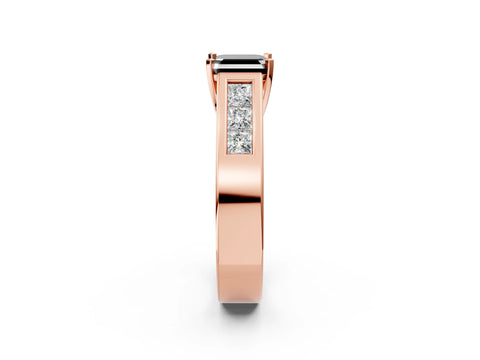 Rose gold Fancy Black Asscher Cut Cut Channel Set Solitaire Ring with Four-Prong Setting_2