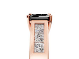 Rose gold Fancy Black Asscher Cut Cut Channel Set Solitaire Ring with Four-Prong Setting_5