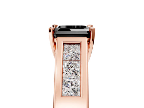 Rose gold Fancy Black Asscher Cut Cut Channel Set Solitaire Ring with Four-Prong Setting_5