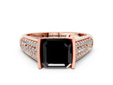 Rose gold Fancy Black Asscher Cut Cut Diamond Channel Set Pave Band with Tension Prong Setting