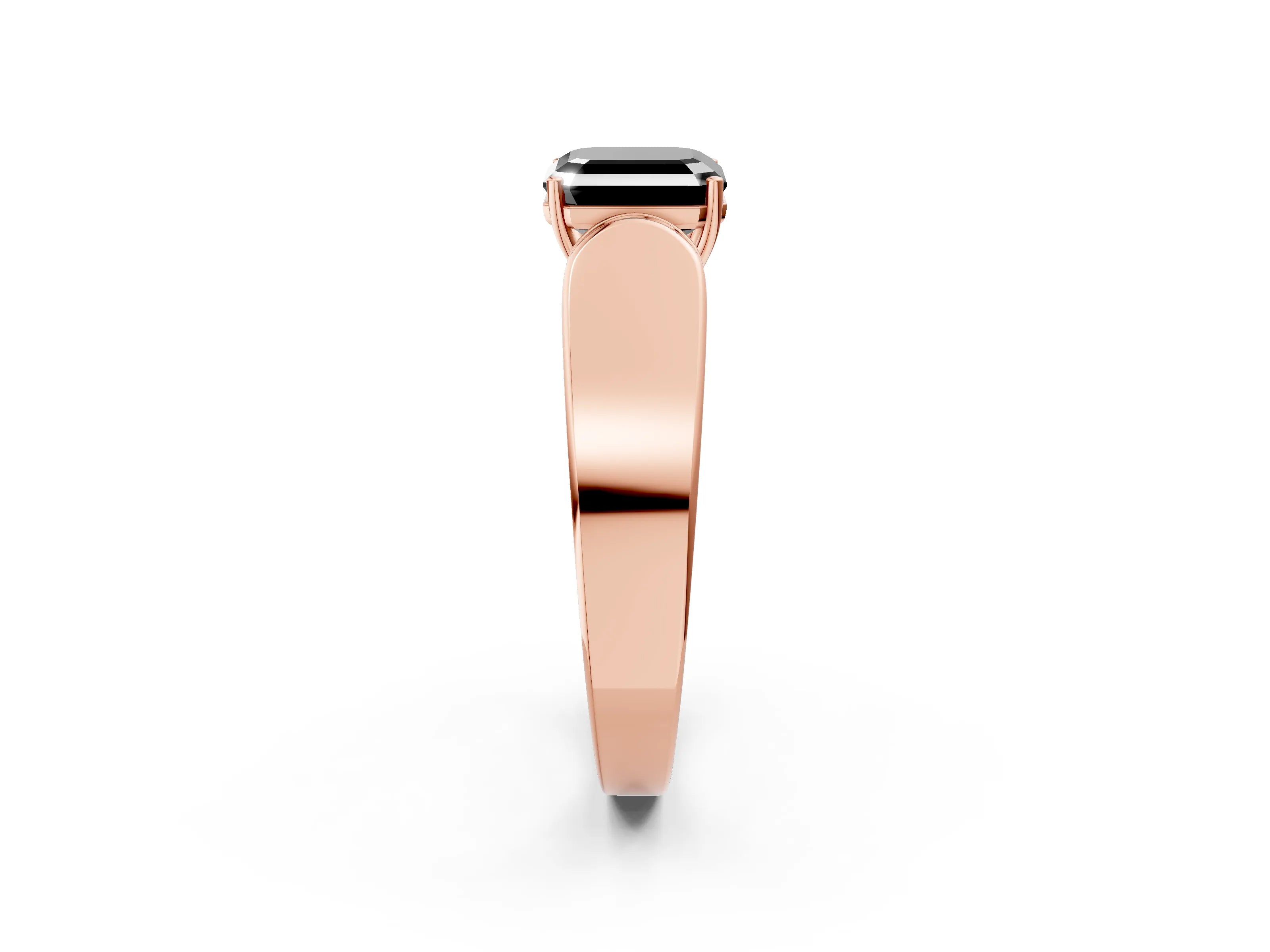 Rose gold Fancy Black Asscher Cut Cut Diamond Channel Set Solitaire Ring with Four-Prong Setting_2