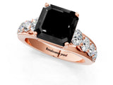 Rose gold Fancy Black Asscher Cut Cut Diamond Engagement Ring with Pavé Band and Four-Prong Setting_1