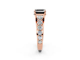 Rose gold Fancy Black Asscher Cut Cut Diamond Engagement Ring with Pavé Band and Four-Prong Setting_2