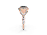 Rose gold Fancy Black Asscher Cut Cut Diamond Halo Engagement Ring with Open Split Pavé Band_2