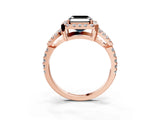 Rose gold Fancy Black Asscher Cut Cut Diamond Halo Engagement Ring with Open Split Pavé Band_3