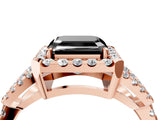 Rose gold Fancy Black Asscher Cut Cut Diamond Halo Engagement Ring with Open Split Pavé Band_4