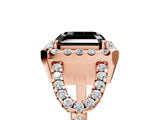 Rose gold Fancy Black Asscher Cut Cut Diamond Halo Engagement Ring with Open Split Pavé Band_5