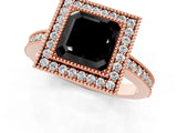 Rose gold Fancy Black Asscher Cut-Cut Diamond Halo Engagement Ring with Pave Band and Prong Setting_1