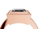 Rose gold Fancy Black Asscher Cut-Cut Diamond Halo Engagement Ring with Pave Band and Prong Setting_4