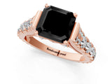 Rose gold Fancy Black Asscher Cut Cut Diamond Pavé Band Solitaire with Four-Prong Setting_1