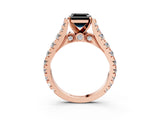 Rose gold Fancy Black Asscher Cut Cut Diamond Pavé Band Solitaire with Four-Prong Setting_3