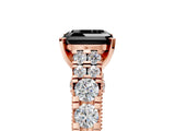 Rose gold Fancy Black Asscher Cut Cut Diamond Pavé Band Solitaire with Four-Prong Setting_5