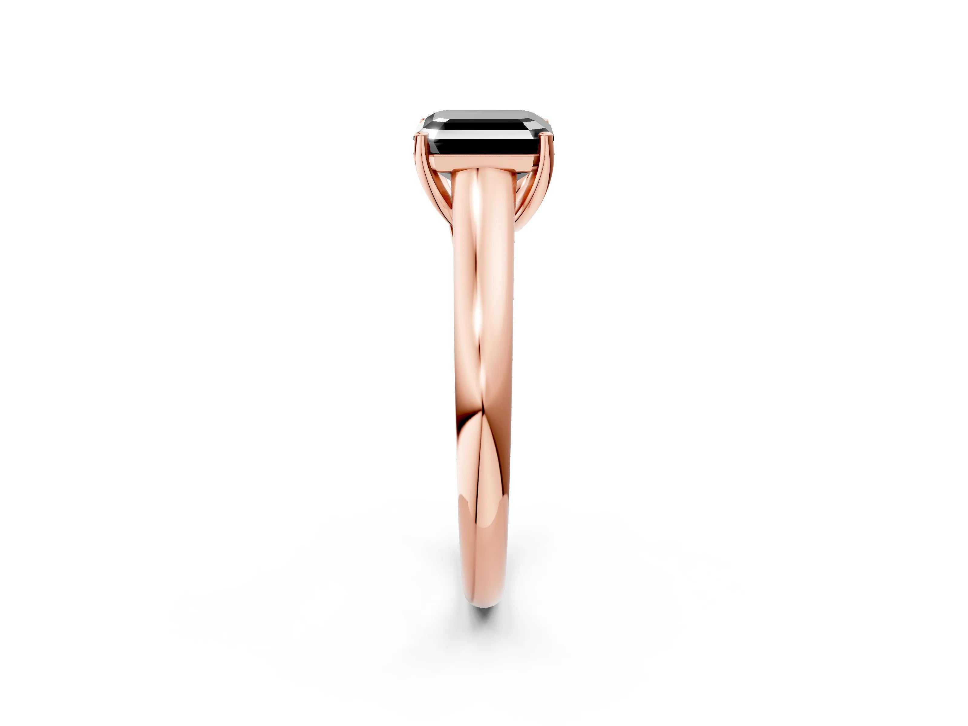 Rose gold Fancy Black Asscher Cut Cut Diamond Solitaire Engagement Ring with Tapered Plain Band and Four-Prong Setting_2
