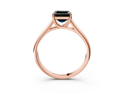 Rose gold Fancy Black Asscher Cut Cut Diamond Solitaire Engagement Ring with Tapered Plain Band and Four-Prong Setting_3