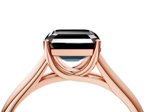 Rose gold Fancy Black Asscher Cut Cut Diamond Solitaire Engagement Ring with Tapered Plain Band and Four-Prong Setting_4