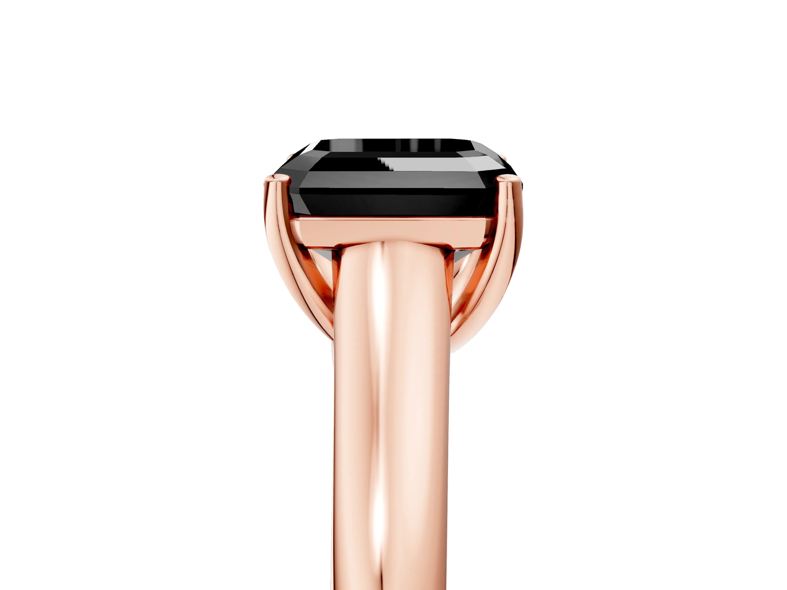 Rose gold Fancy Black Asscher Cut Cut Diamond Solitaire Engagement Ring with Tapered Plain Band and Four-Prong Setting_5