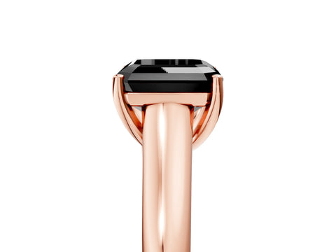 Rose gold Fancy Black Asscher Cut Cut Diamond Solitaire Engagement Ring with Tapered Plain Band and Four-Prong Setting_5