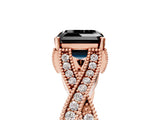 Rose gold Fancy Black Asscher Cut Cut Diamond Twisted Band with Milgrain Pave Setting and Four-Prong Setting_5