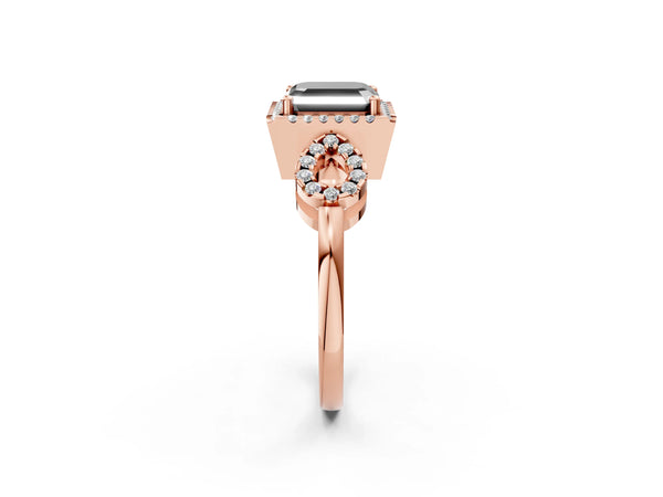 Rose Gold Asscher Cut Pave Infinity Halo Engagement Ring Setting for Black Center
