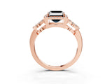 Rose gold Fancy Black Asscher Cut Cut Halo Diamond Infinity Band with Four-Prong Setting_3