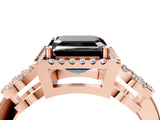 Rose gold Fancy Black Asscher Cut Cut Halo Diamond Infinity Band with Four-Prong Setting_4
