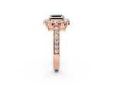 Rose gold Fancy Black Asscher Cut Cut Halo Diamond Pavé Engagement Ring with Milgrain Detailing_2