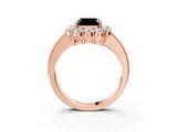 Rose gold Fancy Black Asscher Cut Cut Halo Diamond Pavé Engagement Ring with Milgrain Detailing_3