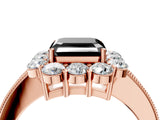 Rose gold Fancy Black Asscher Cut Cut Halo Diamond Pavé Engagement Ring with Milgrain Detailing_4